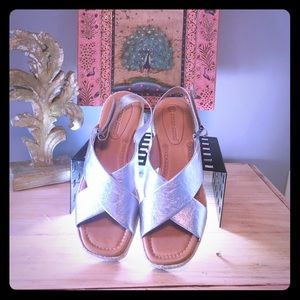 Silver wedge sandals